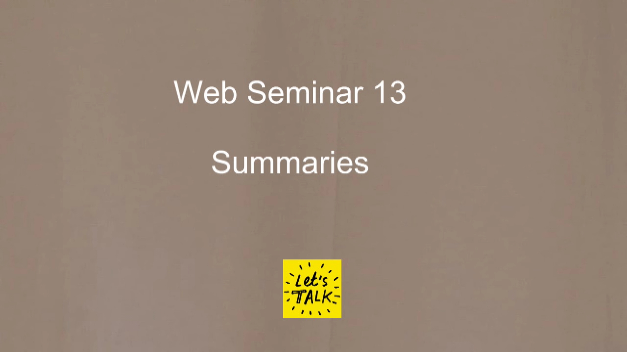 Web Seminar 13 - Summaries